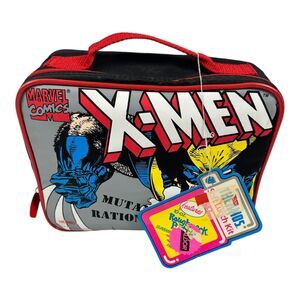 NWT Vintage 1994 X-Men Mutant Rations Soft Lunch Box Marvel Thermos Wolverine